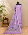 Dark lavender Chanderi Meena Butta digital dupatta featuring intricate patterns and delicate fabric from S Fabs.