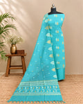 S Fabs Kora Butti Chudi Set material in sea green with traditional butti pattern