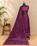 Deep plum Kota embroidery chudi made of high-quality material by S Fabs, showcasing intricate embroidery details.