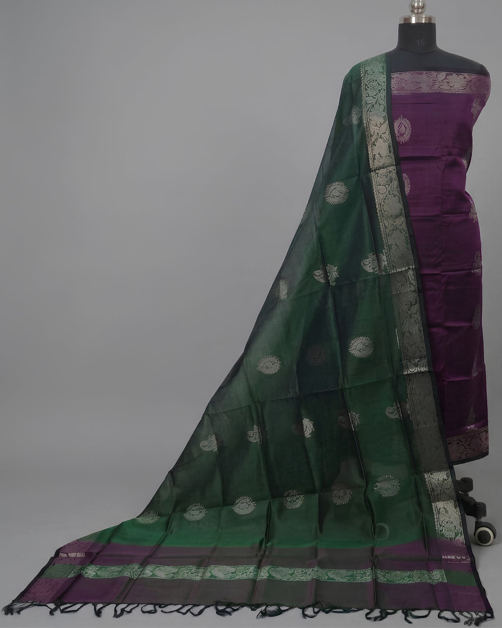 PURE SILK KANJI BORDER - WINE PURPLE