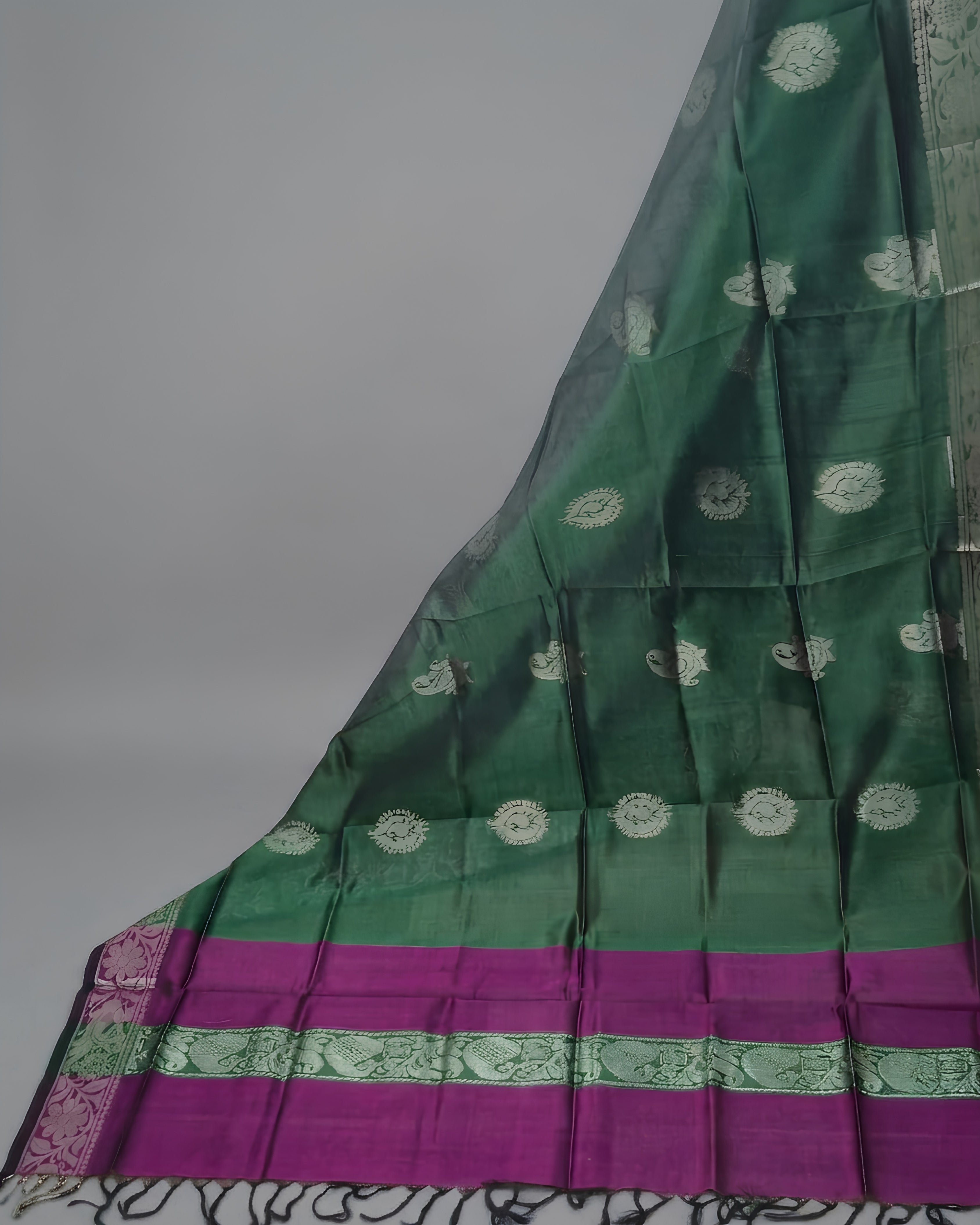 PURE SILK KANJI BORDER - WINE PURPLE