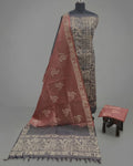 KHADI SILK CRACK BATIK  CHUDI SETS- CHARCOAL WITH DUSTY WINE