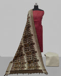 KADHI COTTON KALAMKARI DHUPATTA PRINTED CHUDI SET - CORAL RED