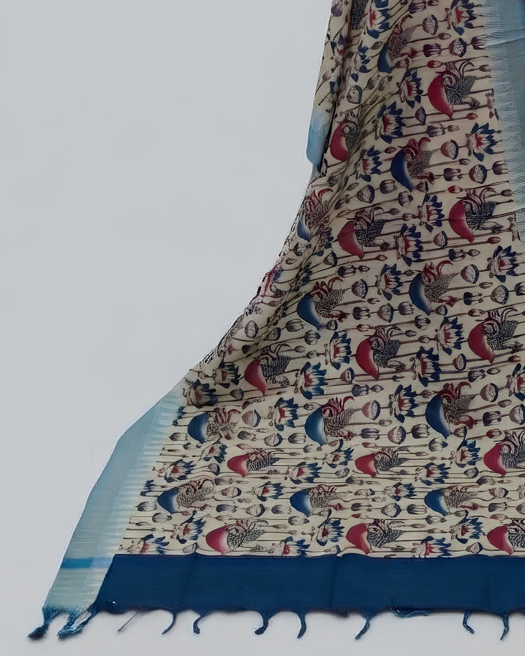 KADHI COTTON PICHWAI PRINTED DUPATTA CHUDI SET - CRIMSON RED