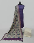 KADHI COTTON PICHWAI PRINTED DUPATTA CHUDI SET - DEEP PURPLE