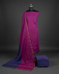 Royal Weave Pure Cotton Chudi - Magenta & Navy Blue