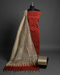 Raw Silk Butta Chudi Sets - Brick Red & Beige