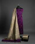 Raw Silk Butta Chudi Sets - Deep Purple & Beige