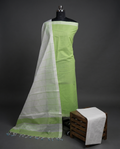 Magalagiri Cotton Stripes - Lime Green & White