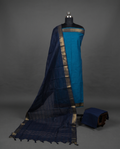 Mangalagiri Pure Cotton Zari - Electric Blue & Navy