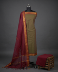 Mangalagiri Pure Cotton Zari - Beige & Wine