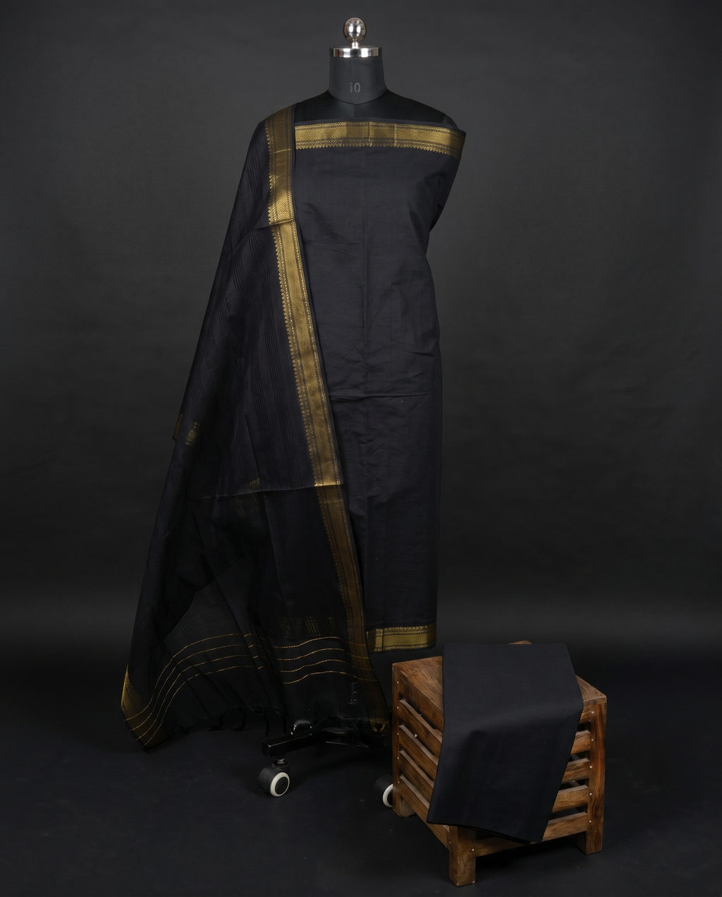 Mangalagiri Pure Cotton Zari - Full Black