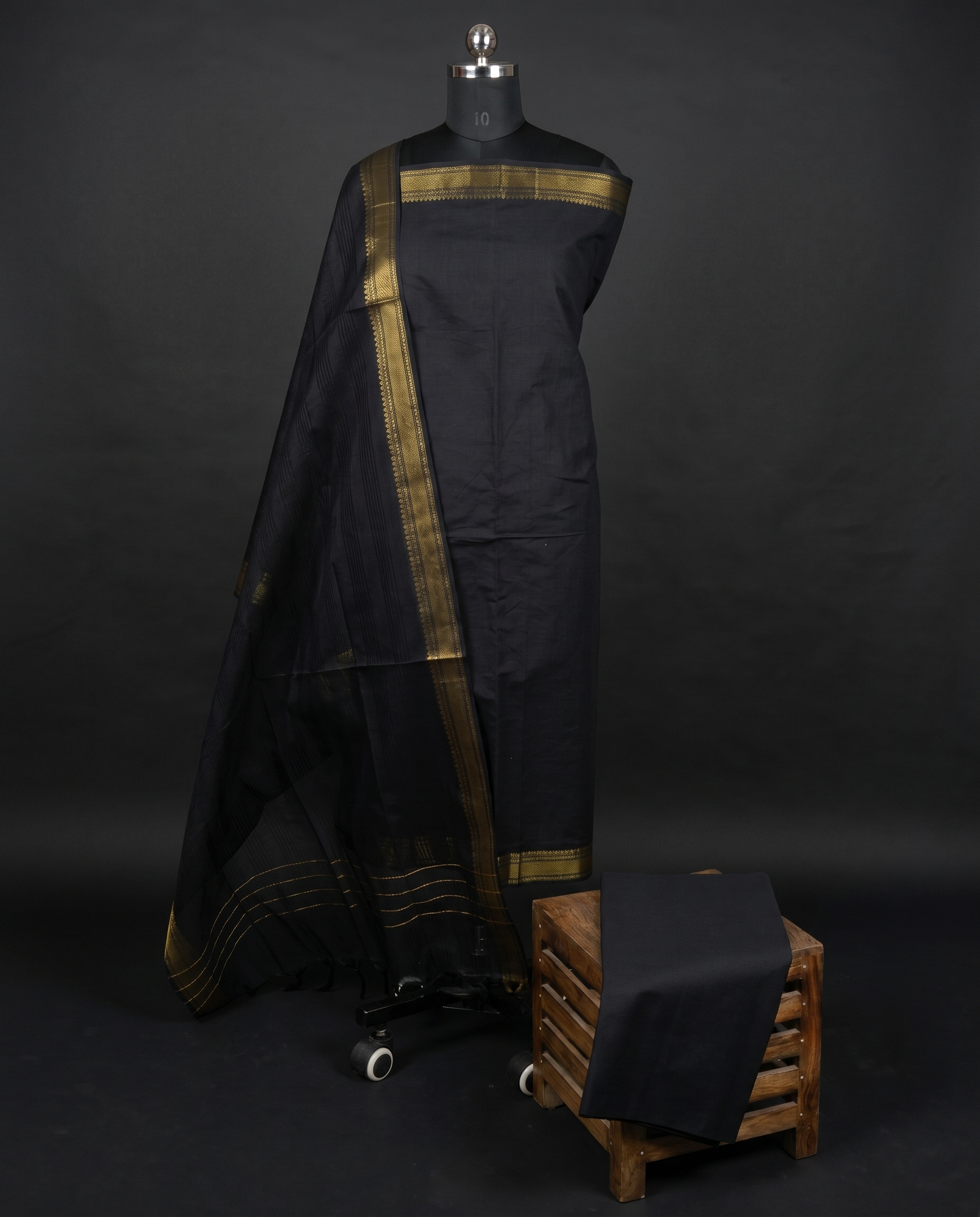 Mangalagiri Pure Cotton Zari - Full Black