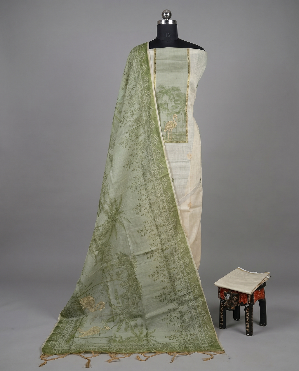 Premium Chanderi Zari - Green