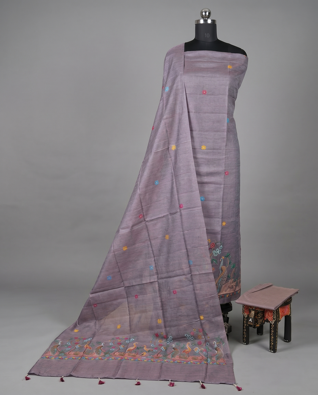 Premium Chanderi Zari - Light Gray