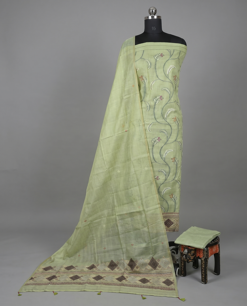 Premium Chanderi Thread - Olive Green