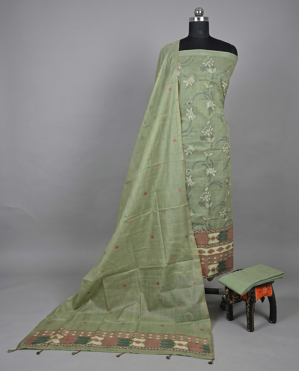 Premium Chanderi Thread - Sage Green