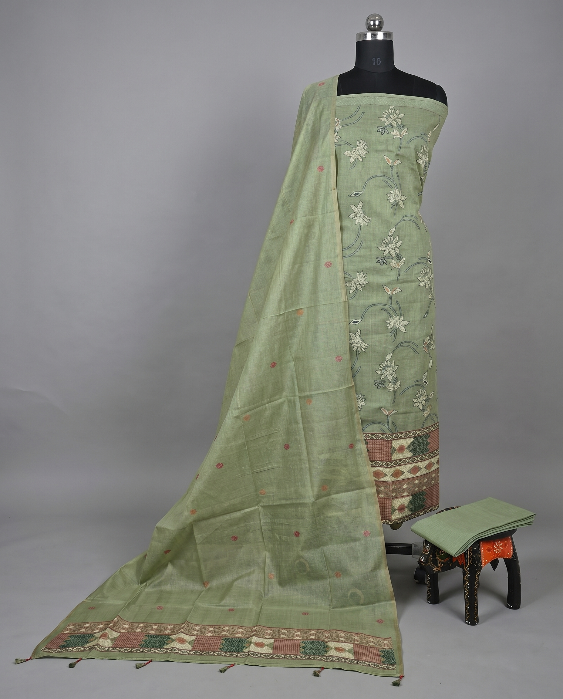 Premium Chanderi Thread - Sage Green