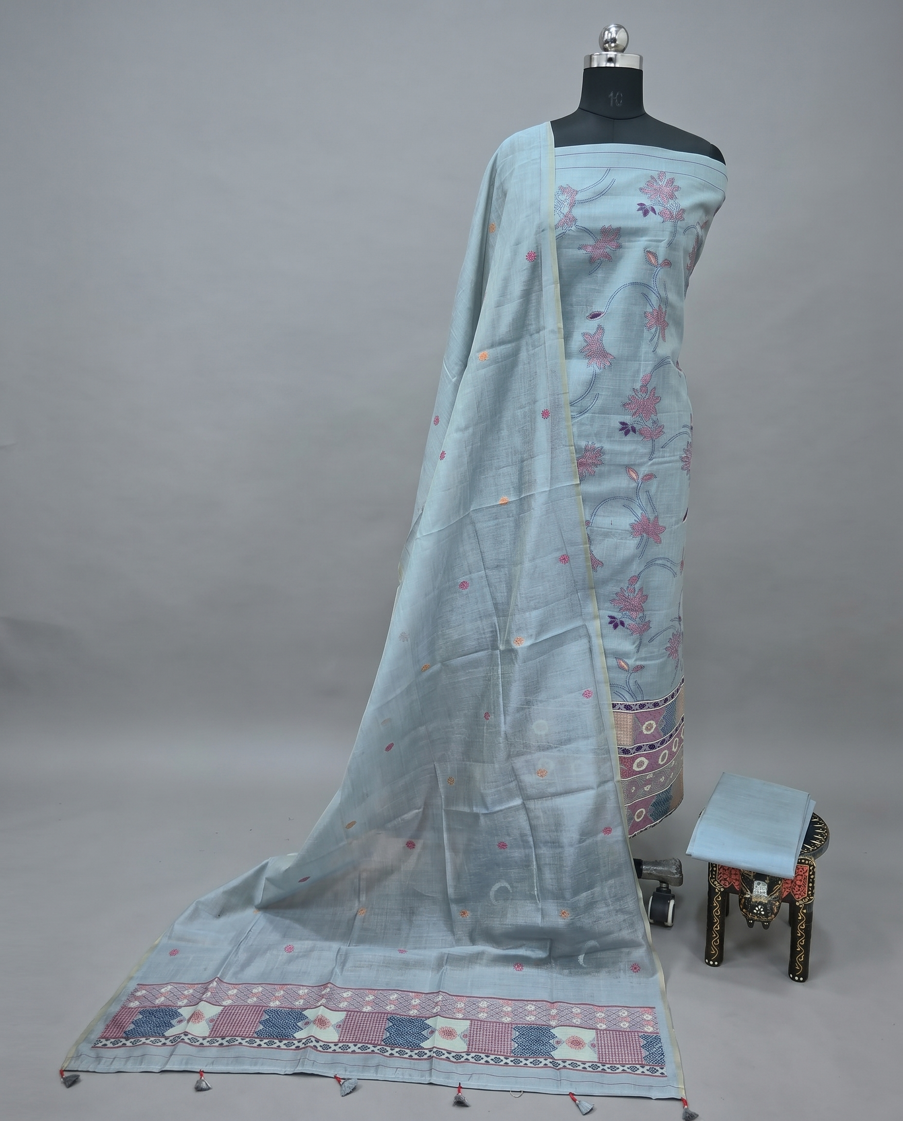 Premium Chanderi Thread - Steel Blue