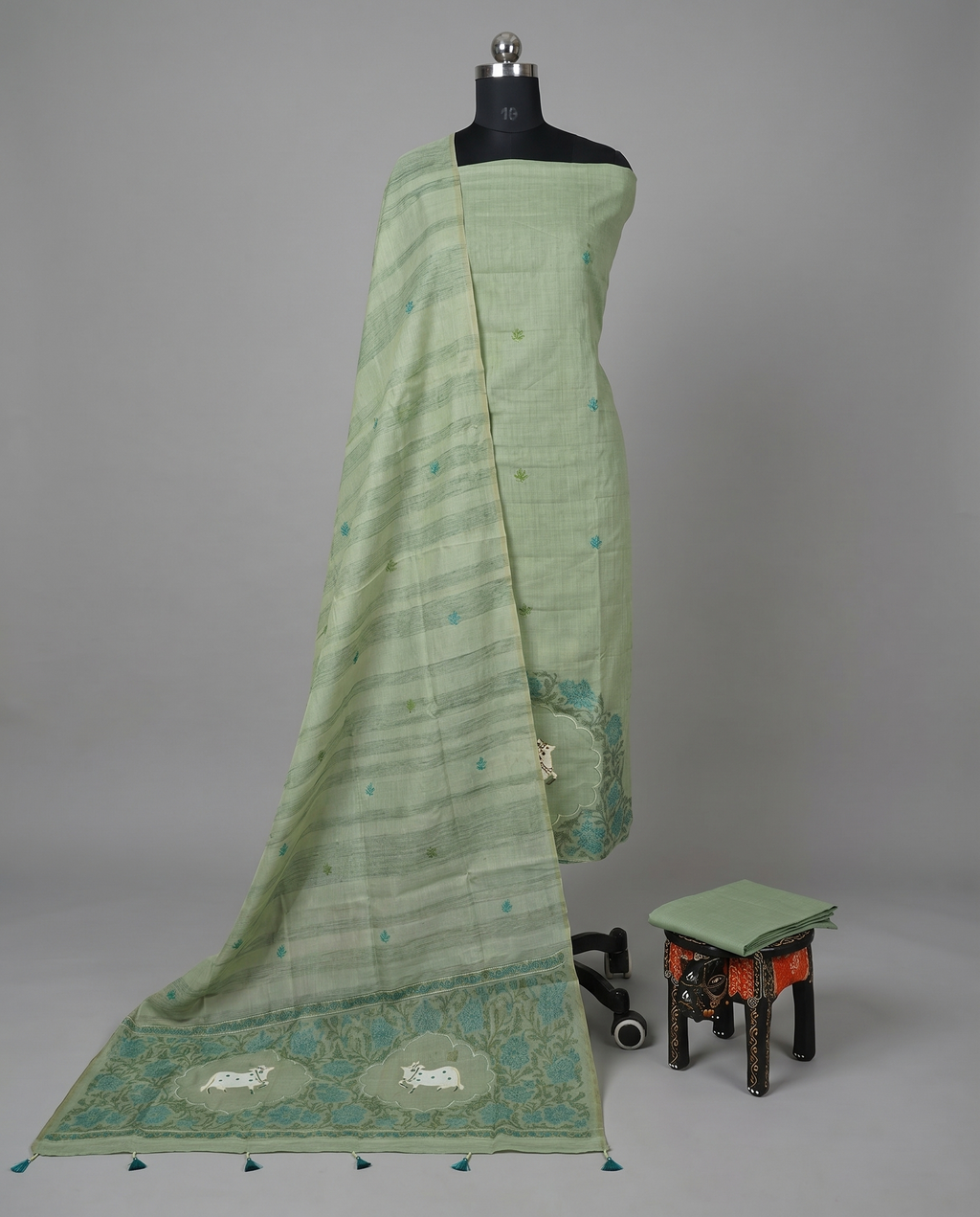 Premium Chanderi Thread - Olive Green