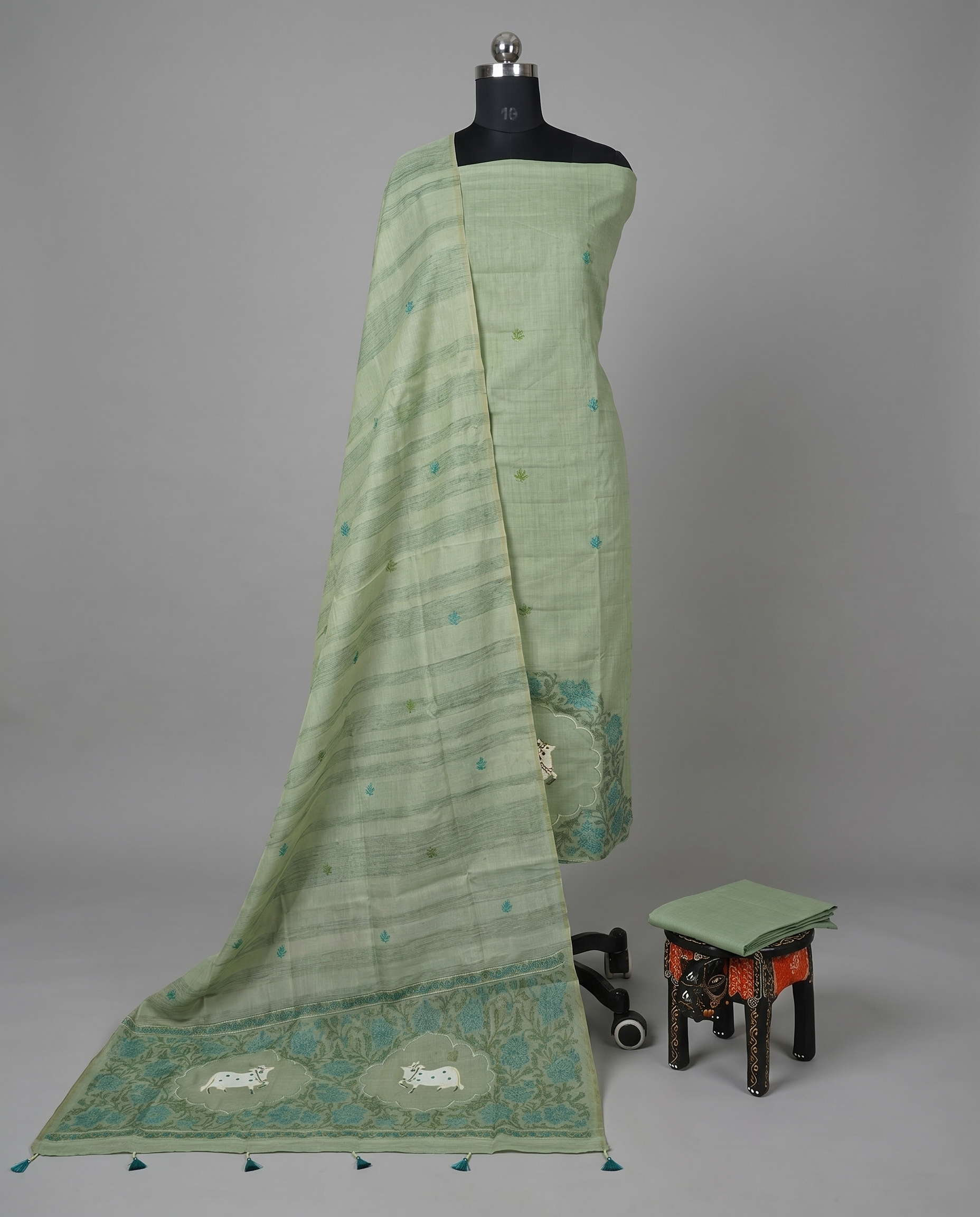 Premium Chanderi Thread - Olive Green