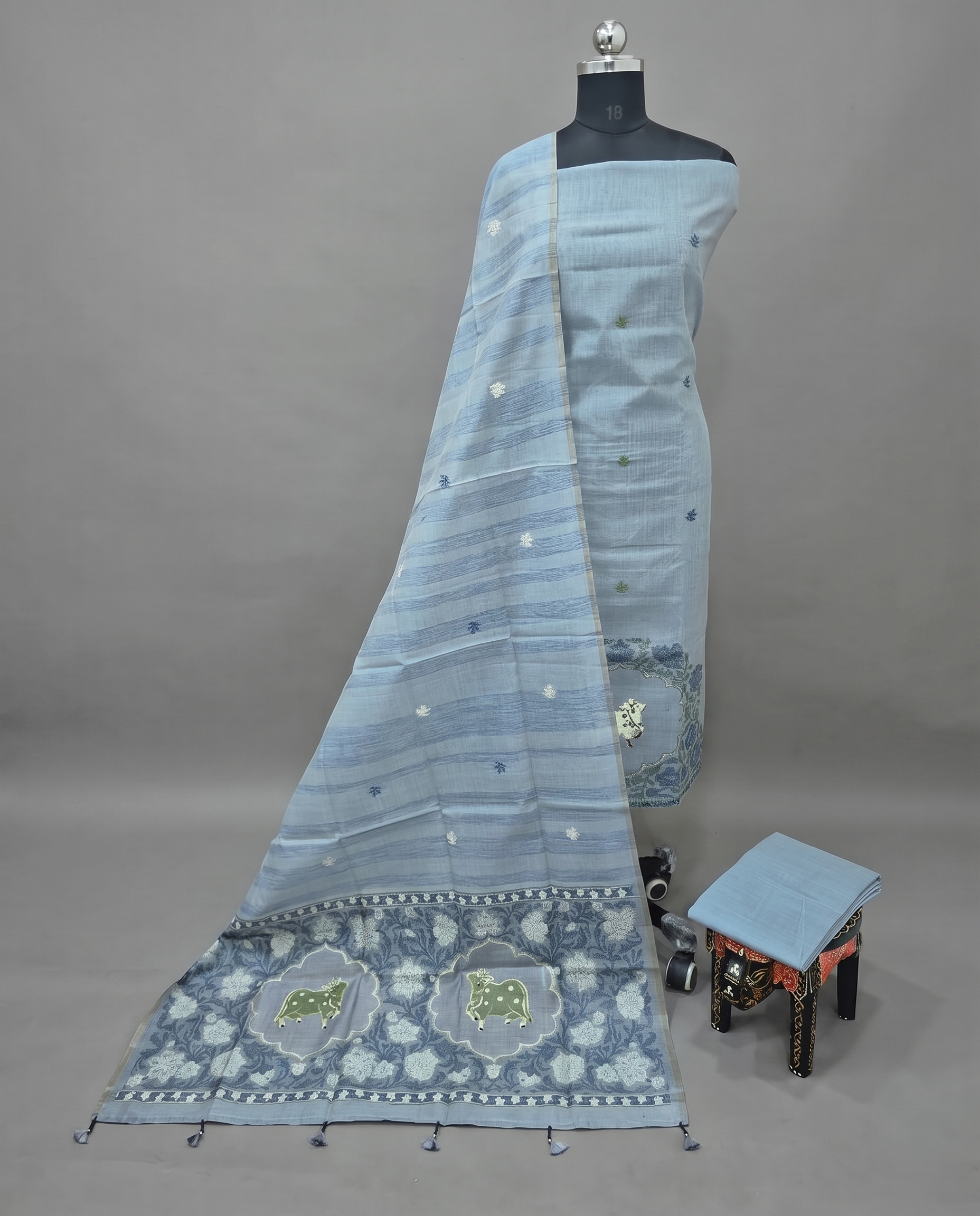 Premium Chanderi Thread - Slate Gray
