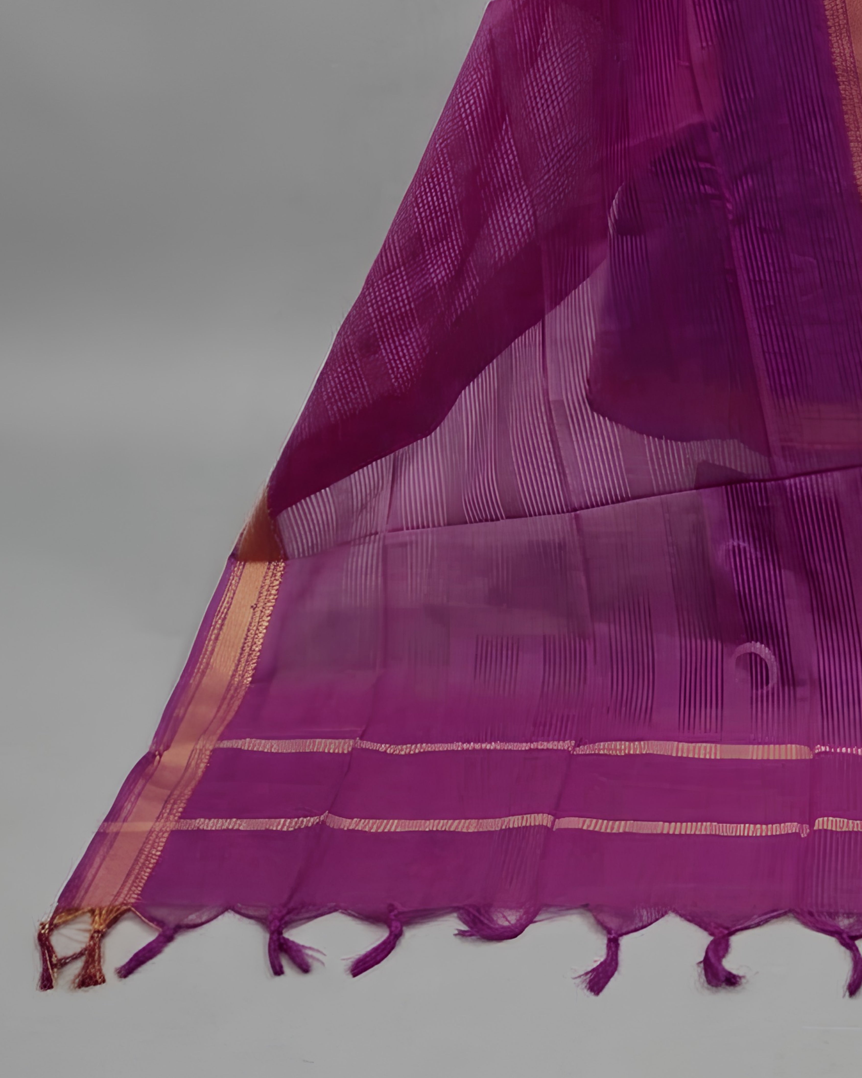 MANGALAGIRI PURE COTTON  ZARI - LAVENDER BLUE WITH MAGENDA PINK