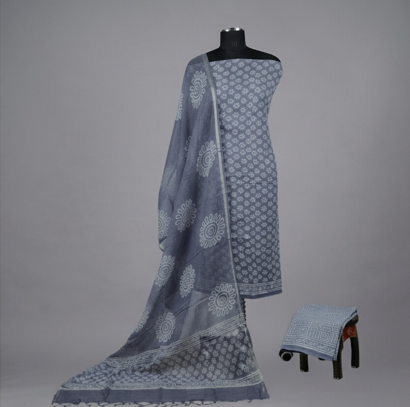 Dusty Blue - Mul Mul Kota Dupatta