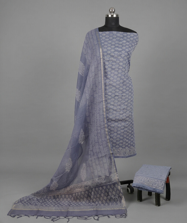 Slate Blue- Mul Mul Kota Dupatta