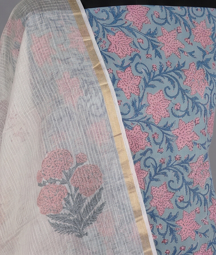 Teal Blue- Mul Mul Kota Dupatta