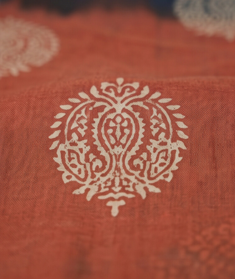 Dual (Rust& Navy) - Mul Mul Cotton Dupatta