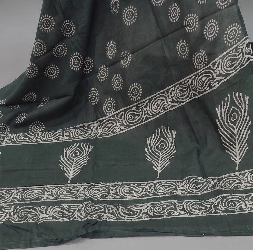 Charcoal Green - Mul Mul Cotton Dupatta