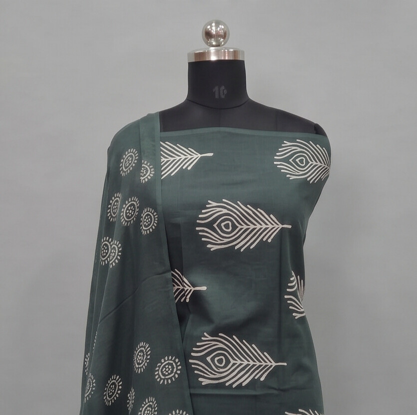 Charcoal Green - Mul Mul Cotton Dupatta