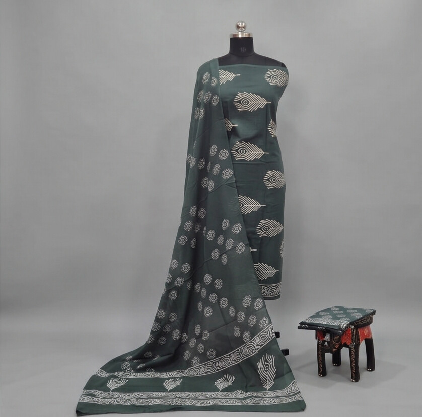 Charcoal Green - Mul Mul Cotton Dupatta