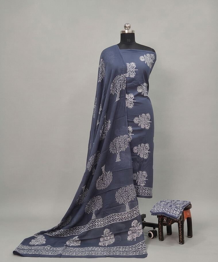 Steel Blue - Mul Mul Cotton Dupatta