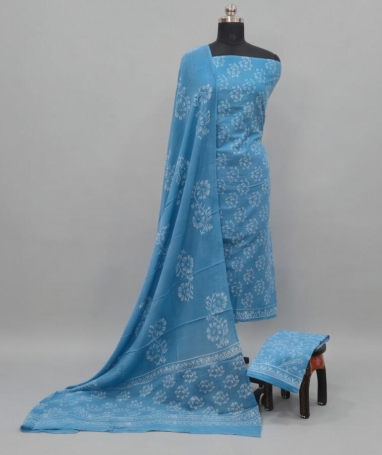 Bright Cerulean Blue - Mul Mul Cotton Dupatta