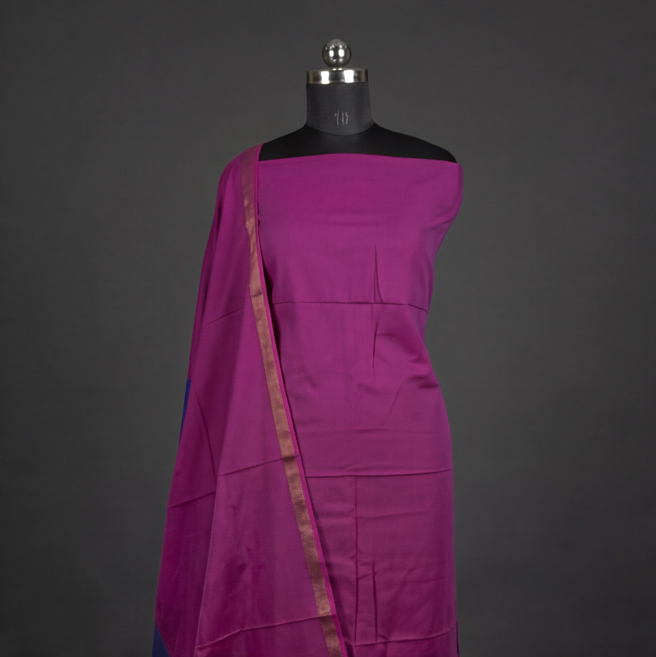 Royal Weave Pure Cotton Chudi - Magenta & Navy Blue
