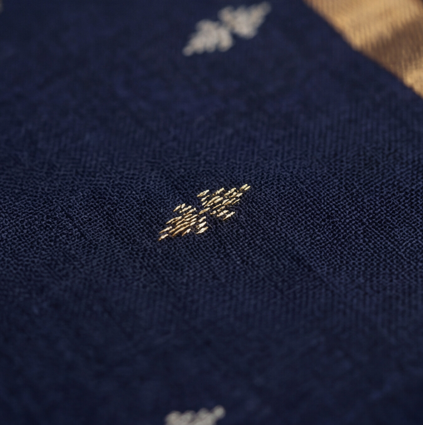 Raw Silk Motif Chudi Material - Navy Blue & Maroon