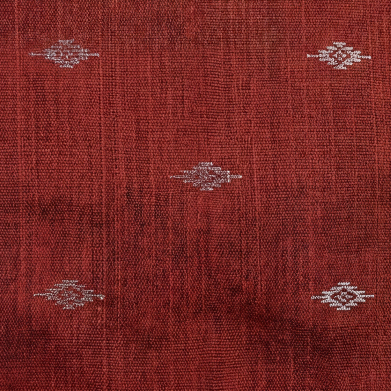 Raw Silk Motif Chudi Material - Brick Red & Black