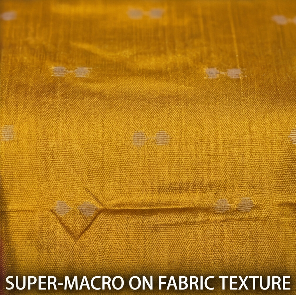 Raw Silk Motif Chudi Material - Mustard Yellow & Magenta