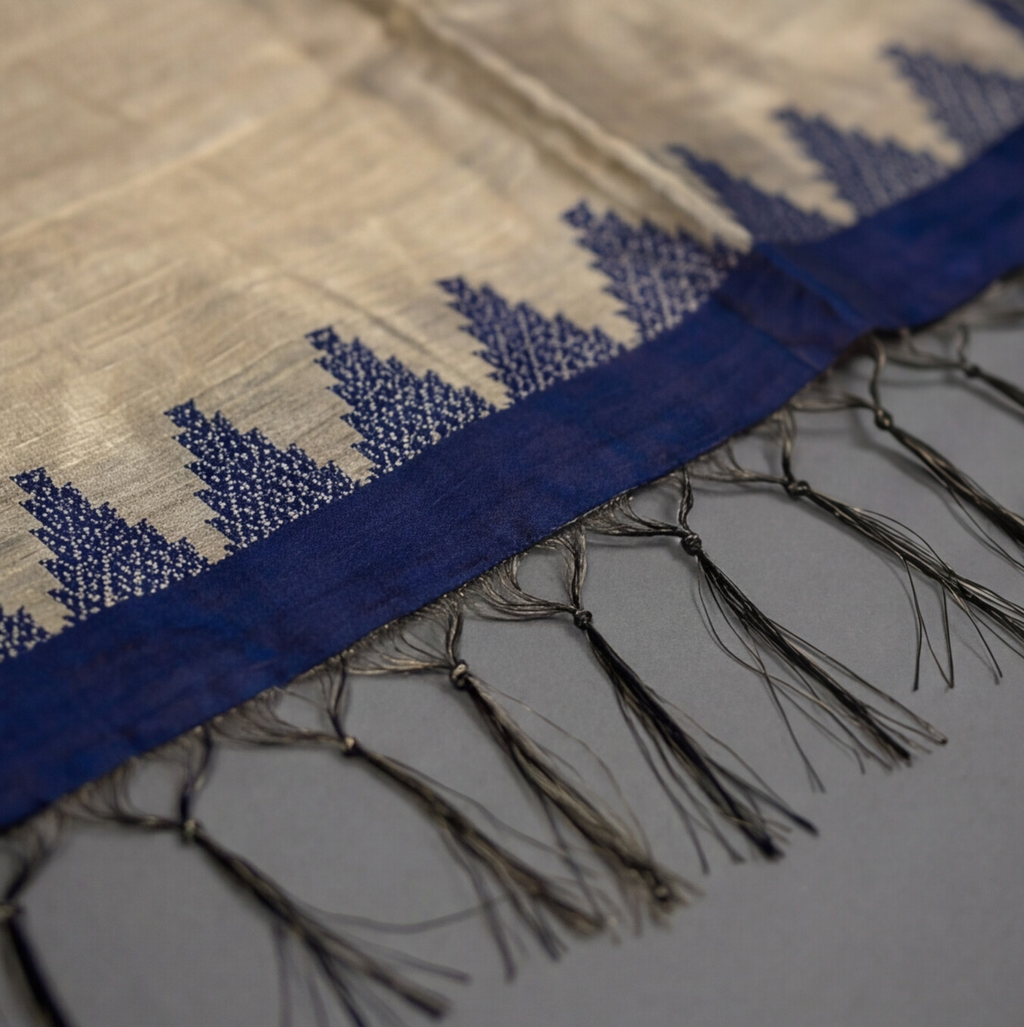 Raw Silk Butta Chudi Sets - Royal Blue & Beige