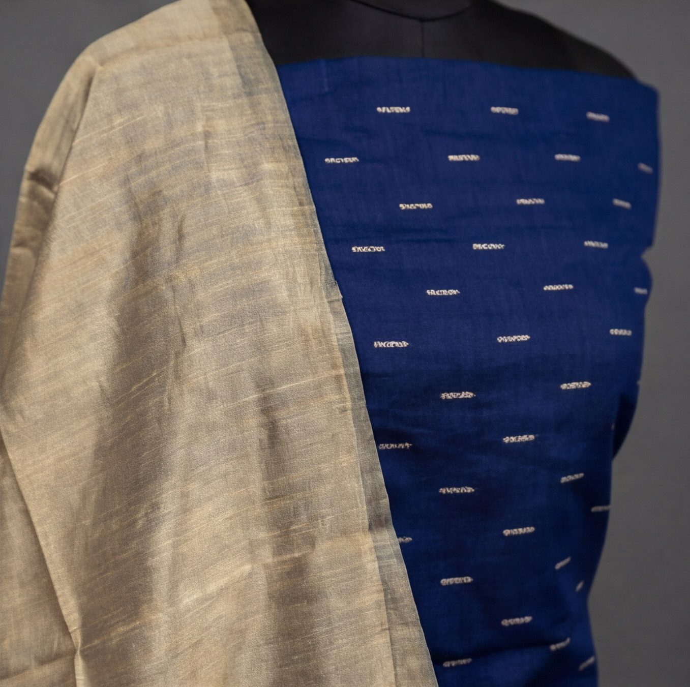 Raw Silk Butta Chudi Sets - Royal Blue & Beige
