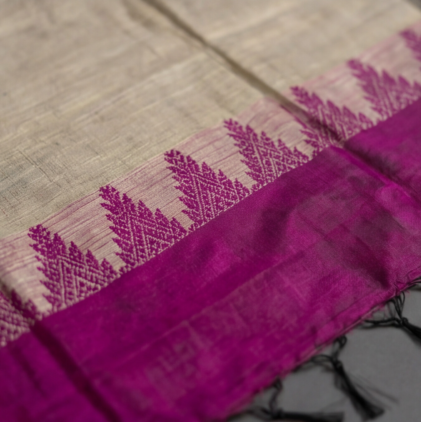Raw Silk Butta Chudi Sets - Magenta & Beige
