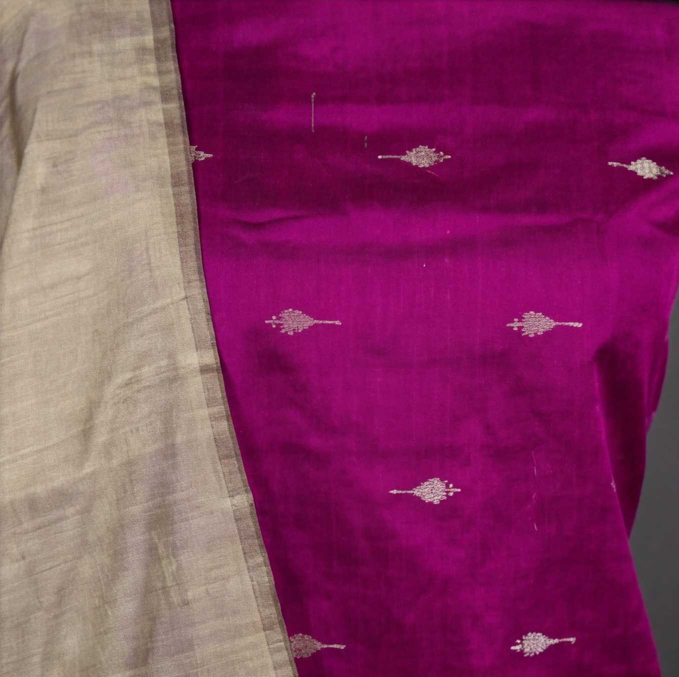 Raw Silk Butta Chudi Sets - Magenta & Beige