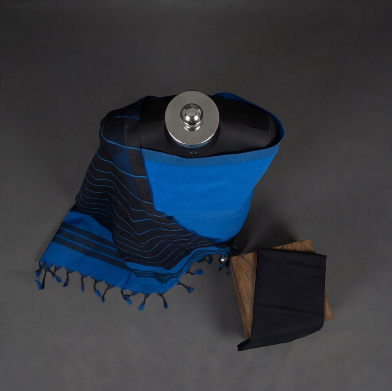Magalagiri Cotton Stripes - Royal Blue & Black