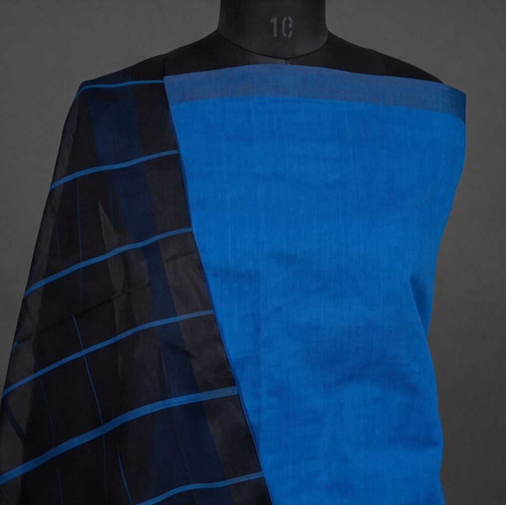 Magalagiri Cotton Stripes - Royal Blue & Black