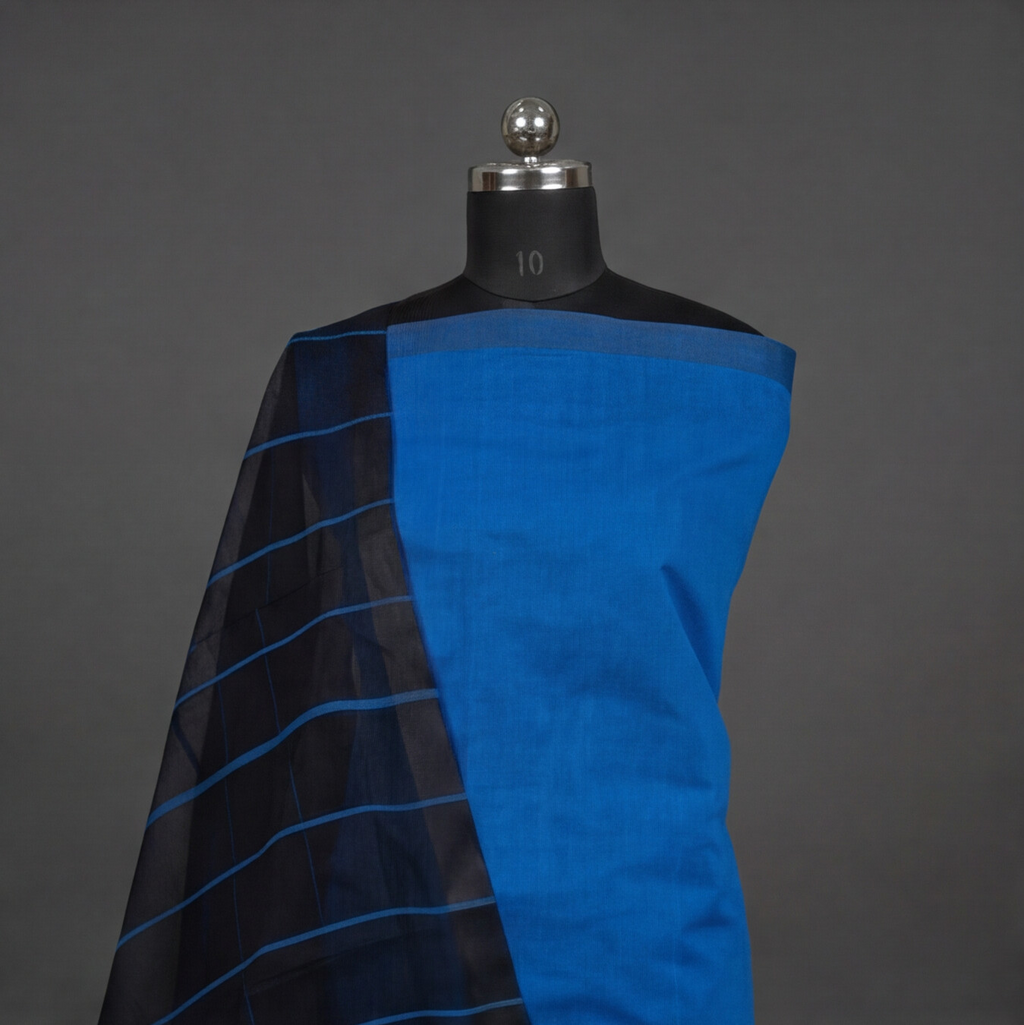 Magalagiri Cotton Stripes - Royal Blue & Black