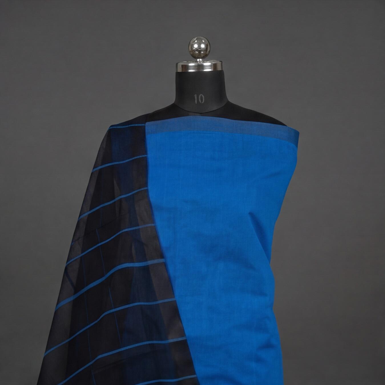 Magalagiri Cotton Stripes - Royal Blue & Black