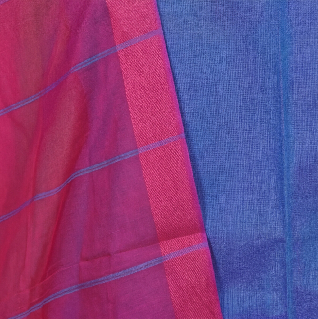 Magalagiri Cotton Stripes - Electric Blue & Magenta