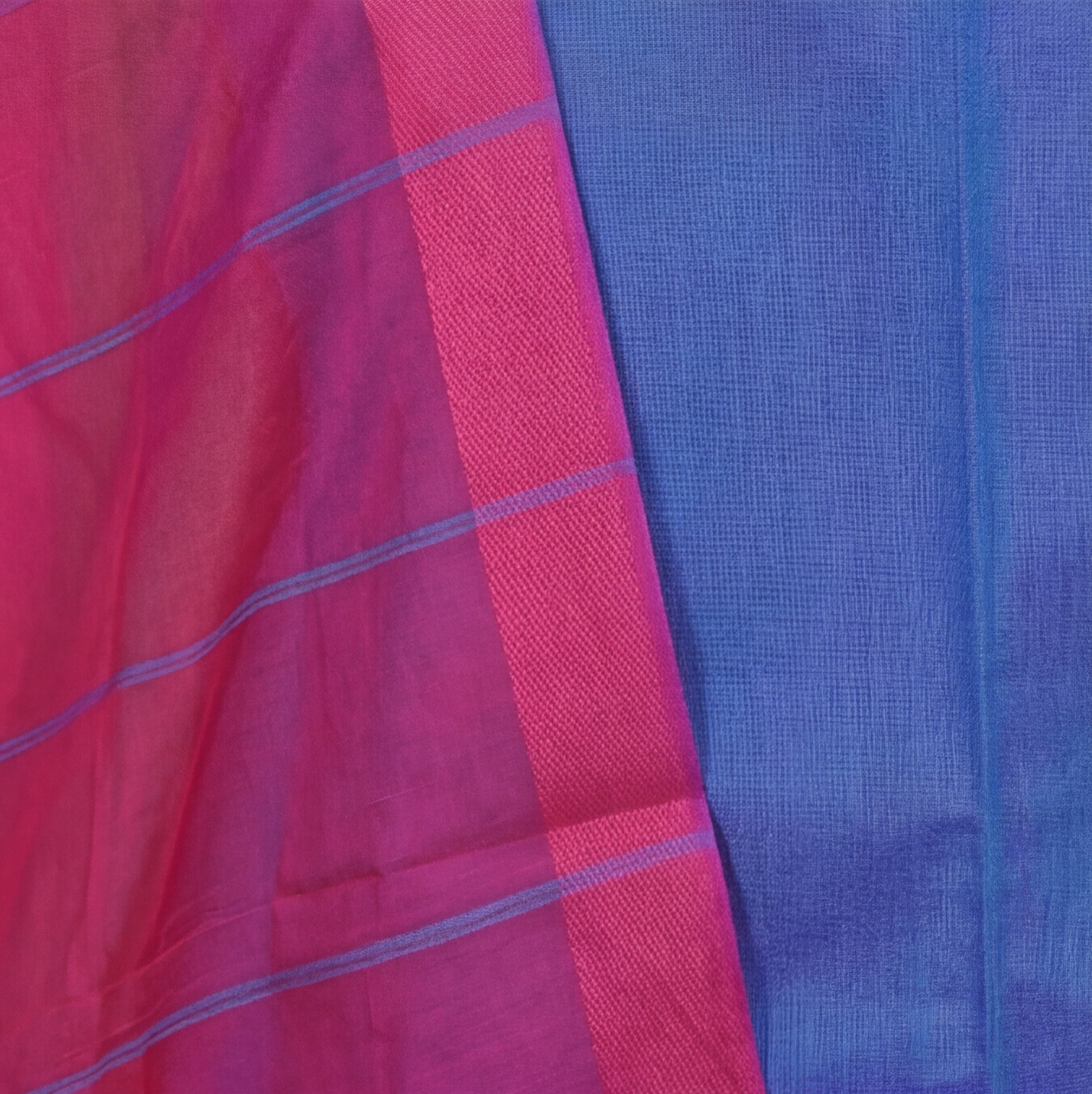 Magalagiri Cotton Stripes - Electric Blue & Magenta